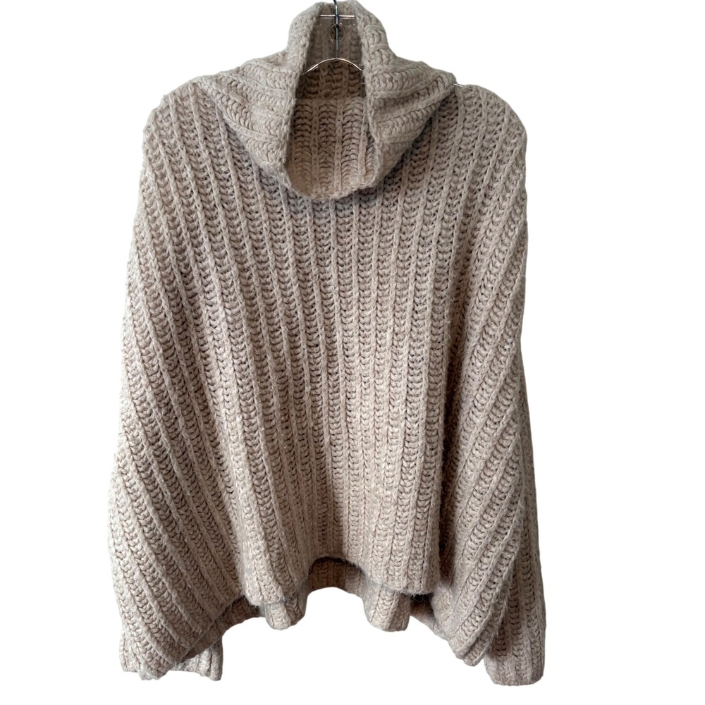 Free People Women's Cream Wool‎ Alpaca Cable Knit Cowl Neck Sweater in Size M